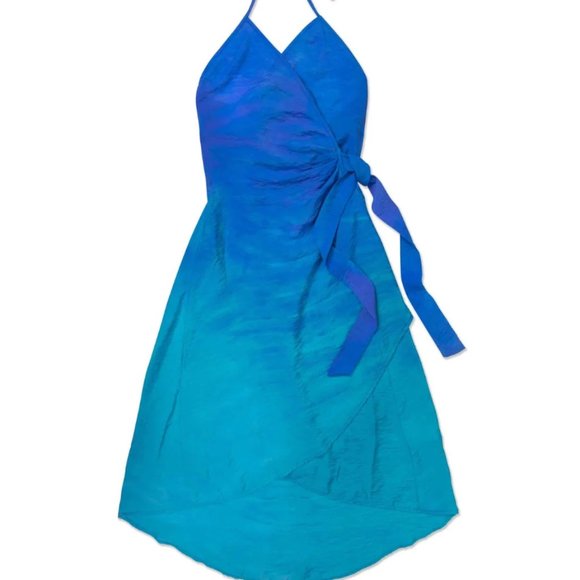 Princess Polly WET Swimwear Serena Blue Halter Tie Wrap Dress Swim Coverup XS - Picture 2 of 9